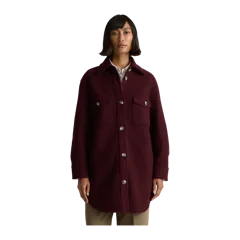 100% Merino Wool Long Shirt Jacket Mulled Wine
