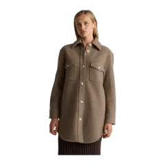 100% Merino Wool Long Shirt Jacket Heather Elm