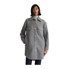 100% Merino Wool Long Shirt Jacket Heather Grey