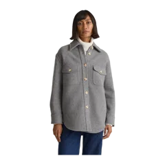100% Merino Wool Shirt Jacket Heather Grey