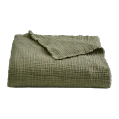 Organic Cotton Gauze Throw Olive
