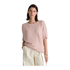 Lightweight Cotton Cashmere Link-Stitch Dolman Sweater Sugar Stone
