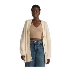 Mongolian Cashmere Oversized Boyfriend Cardigan Sweater Ivory
