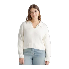 100% Organic Cropped Cotton Polo Sweater Ivory