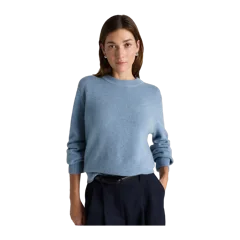 Mongolian Cashmere Oversized Crewneck Sweater Faded Denim