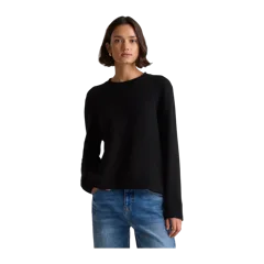 Mongolian Cashmere Boxy Crewneck Sweater Black