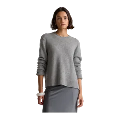 Mongolian Cashmere Boxy Crewneck Sweater Heather Grey