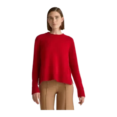 Mongolian Cashmere Boxy Crewneck Sweater Varsity Red