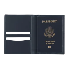 Nappa Leather RFID Blocking Passport Holder Navy
