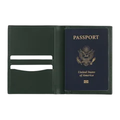 Nappa Leather RFID Blocking Passport Holder Dark Green