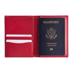 Nappa Leather RFID Blocking Passport Holder Cherry Red