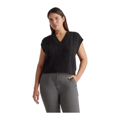 Australian Merino Wool Cable Sweater Vest Black