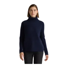 Mongolian Cashmere Fisherman Turtleneck Sweater True Navy