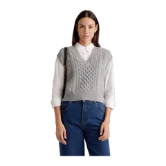 Australian Merino Wool Cable Sweater Vest Heather Grey