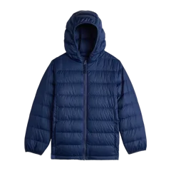 Lightweight Down Hooded Puffer Jacket Navy