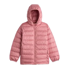 Lightweight Down Hooded Puffer Jacket Dusty Rose