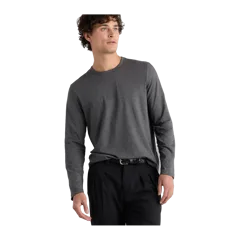 100% Pima Cotton Luxe Touch Long Sleeve Tee Charcoal Heather