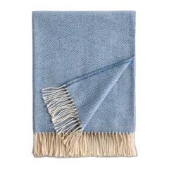 Lightweight Italian Cotton Herringbone Throw Blue