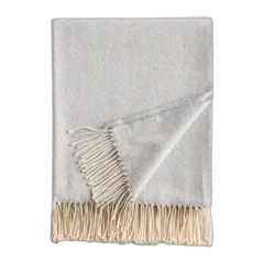 Lightweight Italian Cotton Herringbone Throw Light Grey