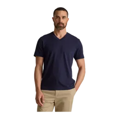100% Pima Cotton Luxe Touch V-Neck Tee Deep Navy