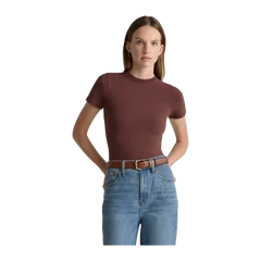 Stretch Cotton Jersey Fitted T-Shirt Cocoa