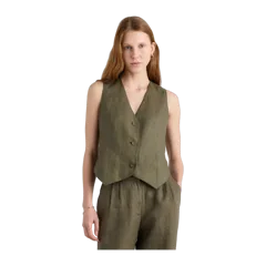 100% European Linen Vest Bayberry Olive