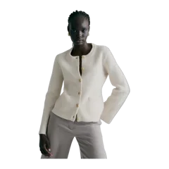 Mongolian Cashmere Structured Cardigan Ivory