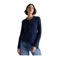 Mongolian Cashmere Structured Cardigan True Navy