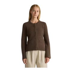 Mongolian Cashmere Structured Cardigan Brown