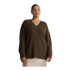 Mongolian Cashmere Oversized V-Neck Sweater Brown