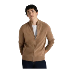 Mongolian Cashmere Full Zip Sweater Teak