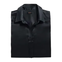 100% Washable Silk Three-Quarter Sleeve Shirt Black