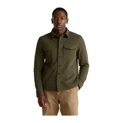 Cotton Pique Knit Overshirt Olive
