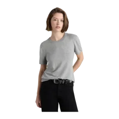 Lightweight Cotton Cashmere Relaxed Sweater Tee Heather Grey