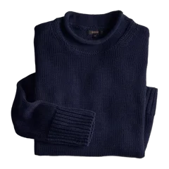 100% Organic Cotton Roll Neck Sweater Navy