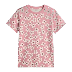 100% Organic Cotton Jersey Short Sleeve Tee Mauve Daisies