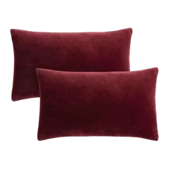 Classic Cotton Velvet Pillow Cover (Set of 2) Bordeaux