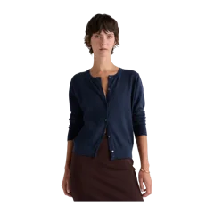 Lightweight Cotton Cashmere Crew Cardigan Atlas Navy