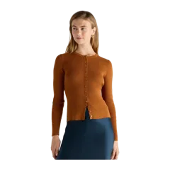 Cotton Cashmere Fitted Ribbed Cardigan Rustica Brown