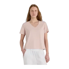 100% Organic Cotton Boxy V-Neck Tee Shell Pink