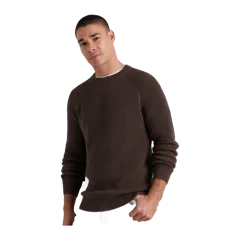 100% Organic Cotton Ribbed Crewneck Sweater Heather Brown