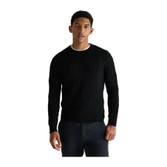 Mongolian Cashmere Classic Cable Crewneck Sweater Black
