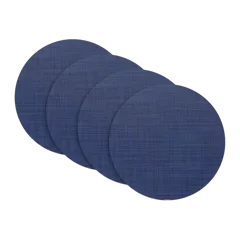Mini Basketweave Easy-Care Round Placemat, Set of 4 by Chilewich Indigo
