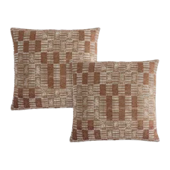 Geometric Silk Blend Pillow Cover (Set of 2) Clay Mosaic