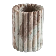 Handcrafted Fluted Marble Wine Chiller Brown