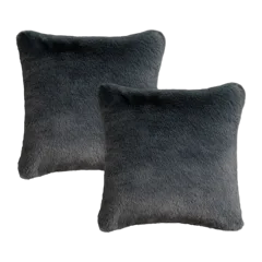 Luxury Faux Fur Pillow Cover (Set of 2) Slate