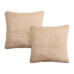 Luxury Faux Fur Pillow Cover (Set of 2) Latte
