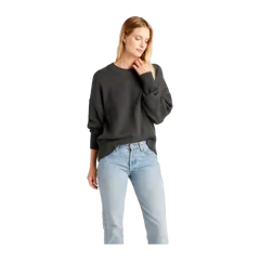 100% Organic Cotton Boyfriend Crew Sweater Charcoal
