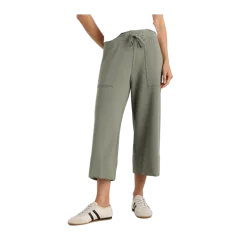 SuperSoft Fleece Cropped Wide Leg Pants Smoked Thyme Green