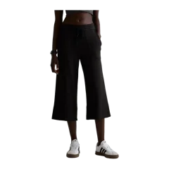 SuperSoft Fleece Cropped Wide Leg Pants Black
